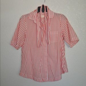 Anthropologie pink striped button up shirt